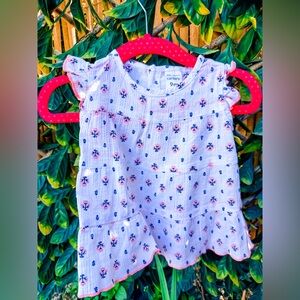 ▪️ 10/$25- Carters Floral Cotton Ruffle‎ Sleeve Blouse